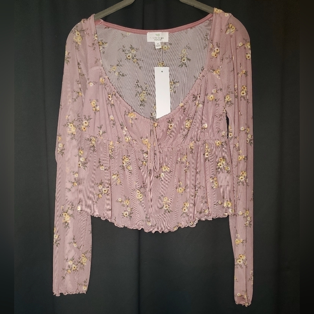 Floral Sheer Crop Top Live in the Moment Size Medium